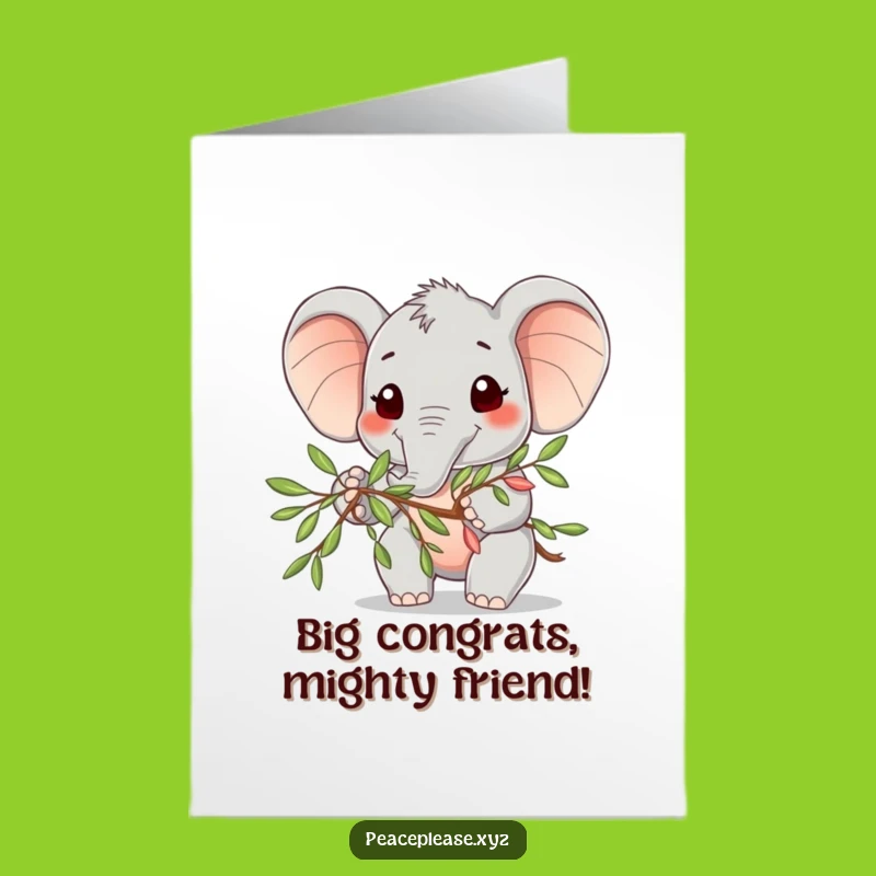 Free Printable Congrats Card: Elephant of Peace for Your Big Win!