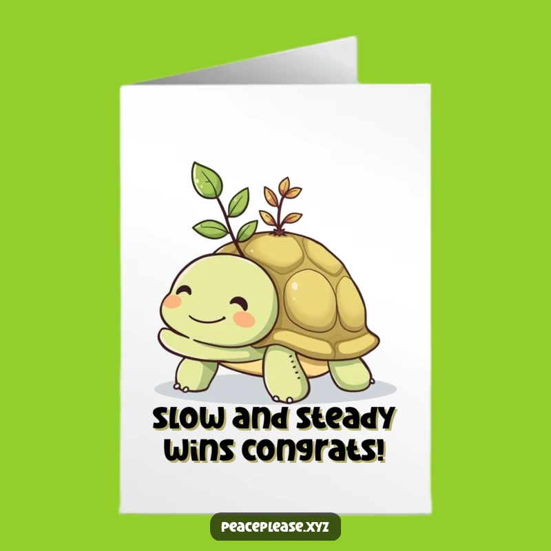 Free Printable Congrats Card: Turtle & Seedling - New Beginnings Downloadable Gift