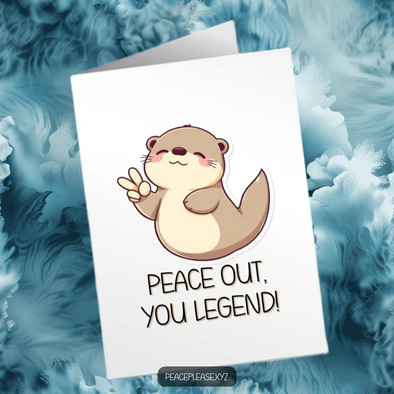 Funny Free Printable Congratulations Card: A relaxed otter with a peace sign floats, celebrating success with tranquil vibes.