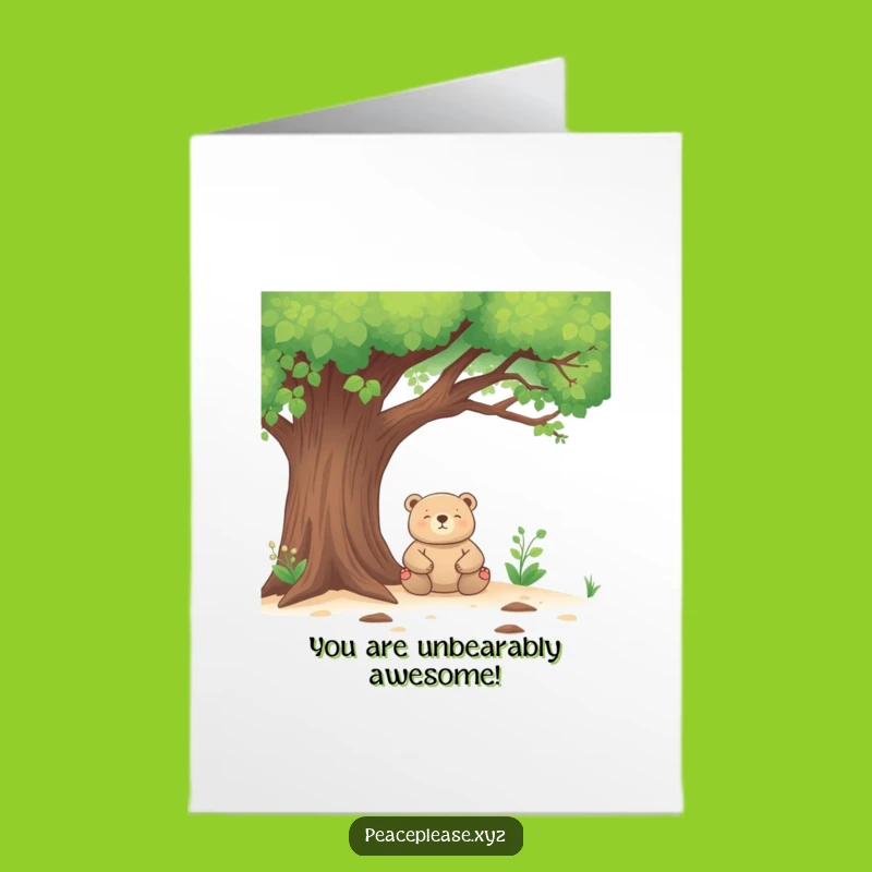 Free Printable Congrats Card: Zen Bear Meditating, Funny Downloadable for Achievements, Great DIY Sentiment