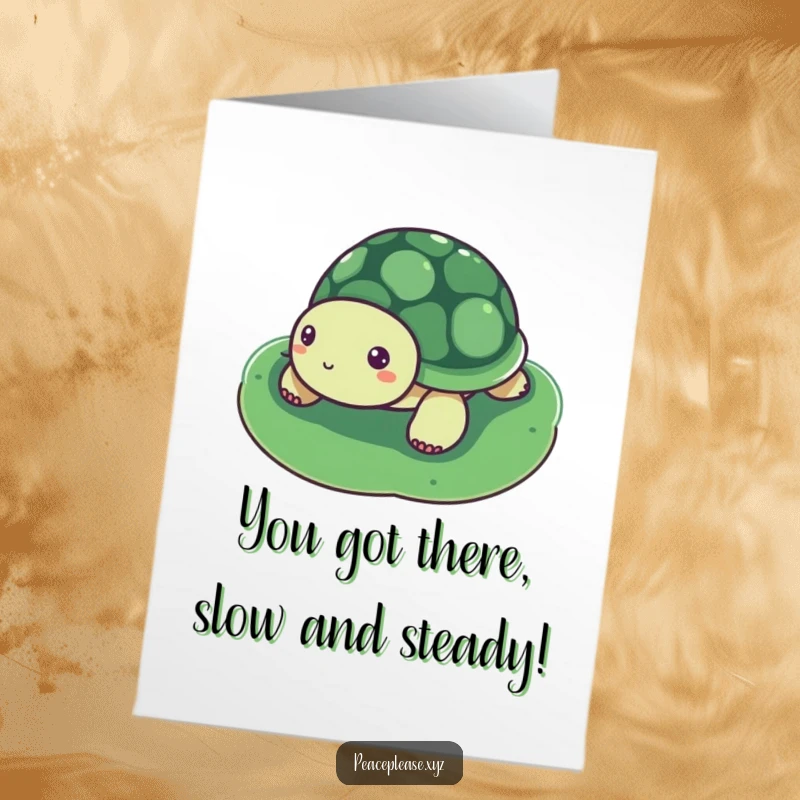 Funny Free Printable Congrats Card: A serene turtle floats on a lily pad, conveying peaceful congratulations with a touch of humor.