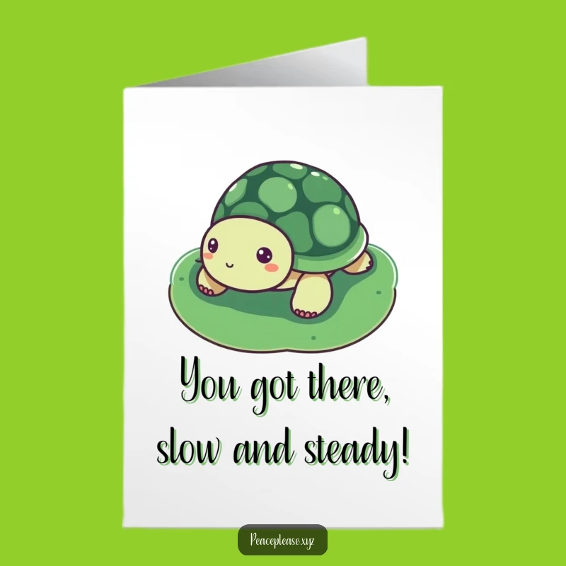 Free Printable Congrats Card: Serene Turtle Lily Pad, Funny Downloadable for Calm Success, Peaceful Wishes