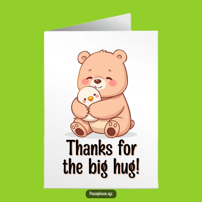 Free Printable Hug Bear Thank You Card: Funny Downloadable Gift for Expressing Gratitude