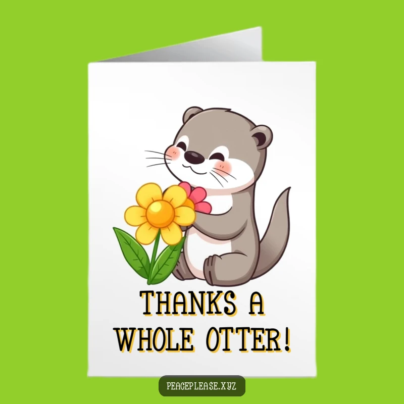 Free Printable Otter Thank You Card: Funny Flower Appreciation for a Sweet Downloadable