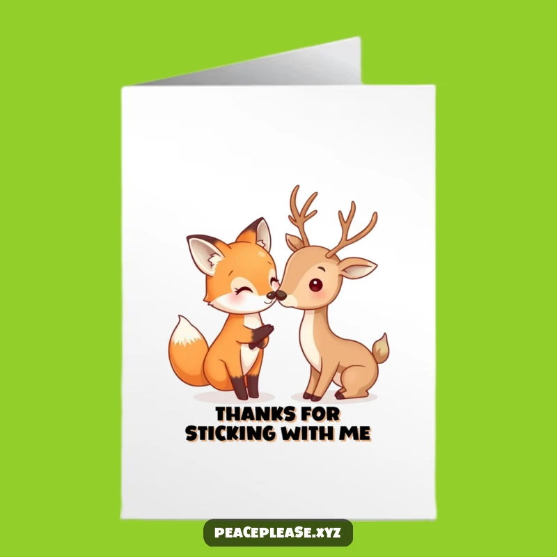 Free Printable Thank You Card: Fox & Deer appreciation, funny downloadable gift!