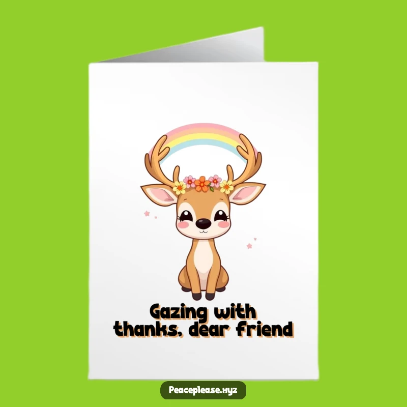 Free Printable Thank You Card: Deer & Rainbow - Grateful Downloadable Nature Gift