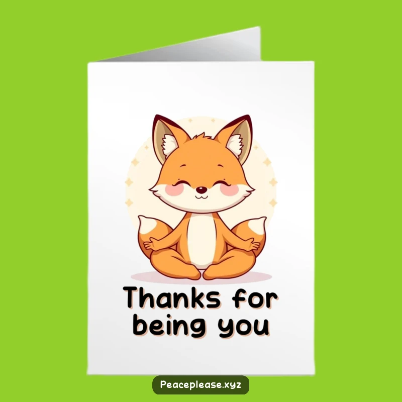 Free Printable Thank You Fox Card: Funny Zen Downloadable Gift