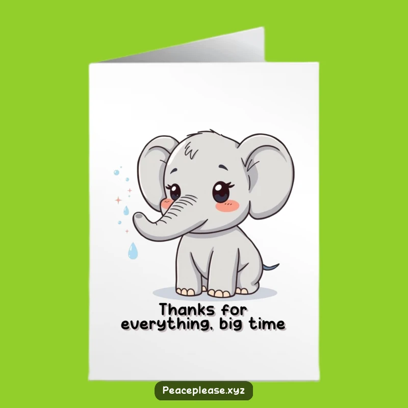 Free Printable Thank You Elephant Card: Funny Sparkling Downloadable Gift