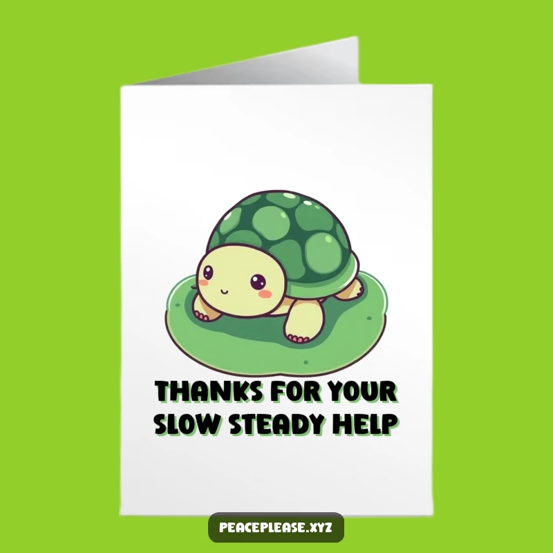 Free Printable Thank You Card: Serene Turtle Lily Pad, Funny Downloadable Gift for Gratitude, Calm