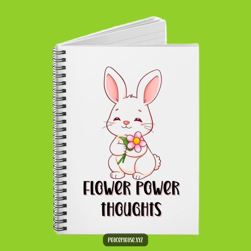 Funny Serene Bunny Notebook: Calm Smile Flower Journal, Peaceful Thoughts