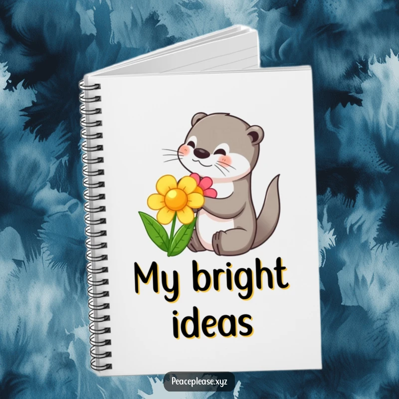 Funny notebook with a playful otter sharing a flower, ideal for writing, drawing, and creative inspiration.