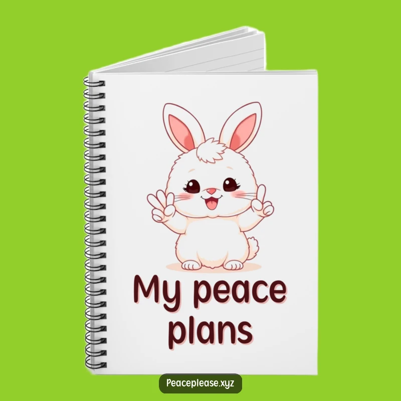 Funny Bunny Peace Sign Notebook - Cute Journal, Perfect Hilarious Gift for Notes