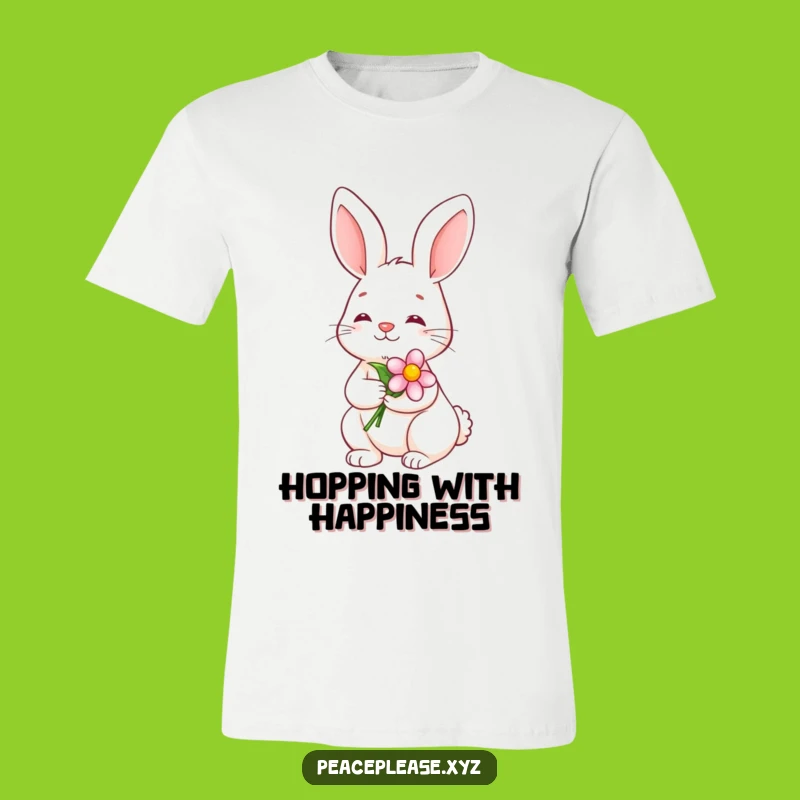 Funny Serene Bunny T-Shirt: Calm Smile Flower Delight, Hilarious Gift