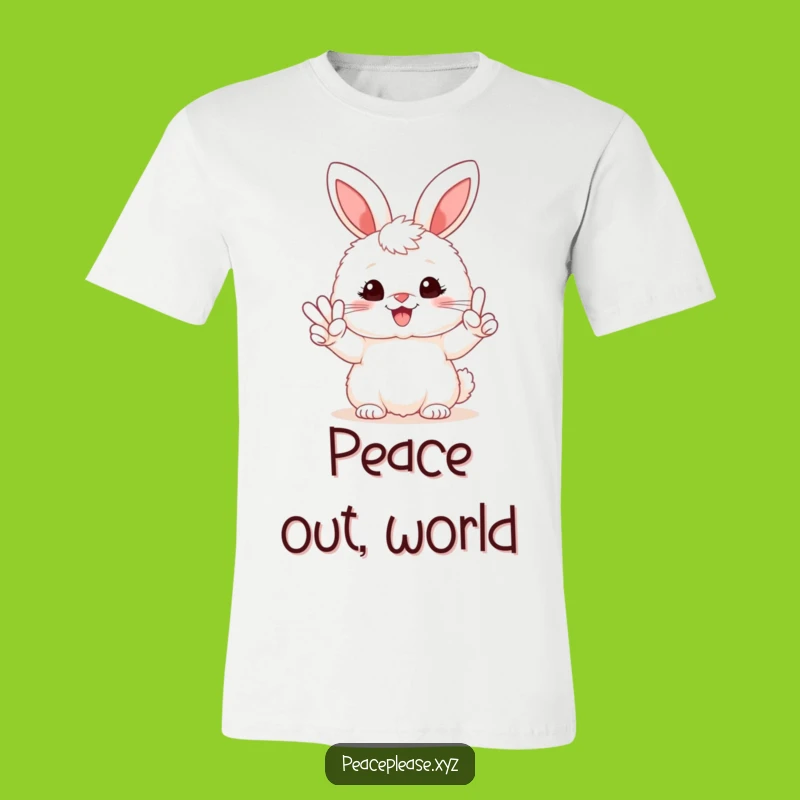 Hilarious Fluffy Bunny Peace Sign T-Shirt - Funny Cute Animal Tee, Great Gift