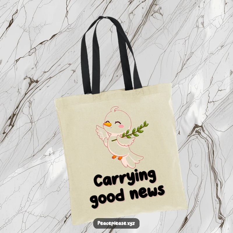Funny dove carrying an olive branch on a tote bag, blending peace and utility, perfect funny gift.