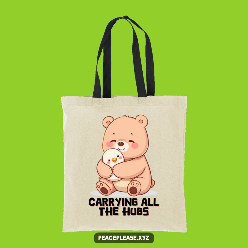 Funny Bear Hug Tote Bag: Carry Your Essentials with This Cute Animal Friendship
