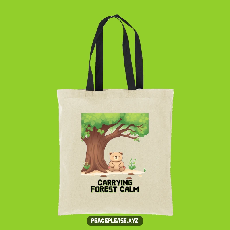 Funny Bear Tote Bag: Peaceful Meditation, Eco-Friendly Hilarious Gift