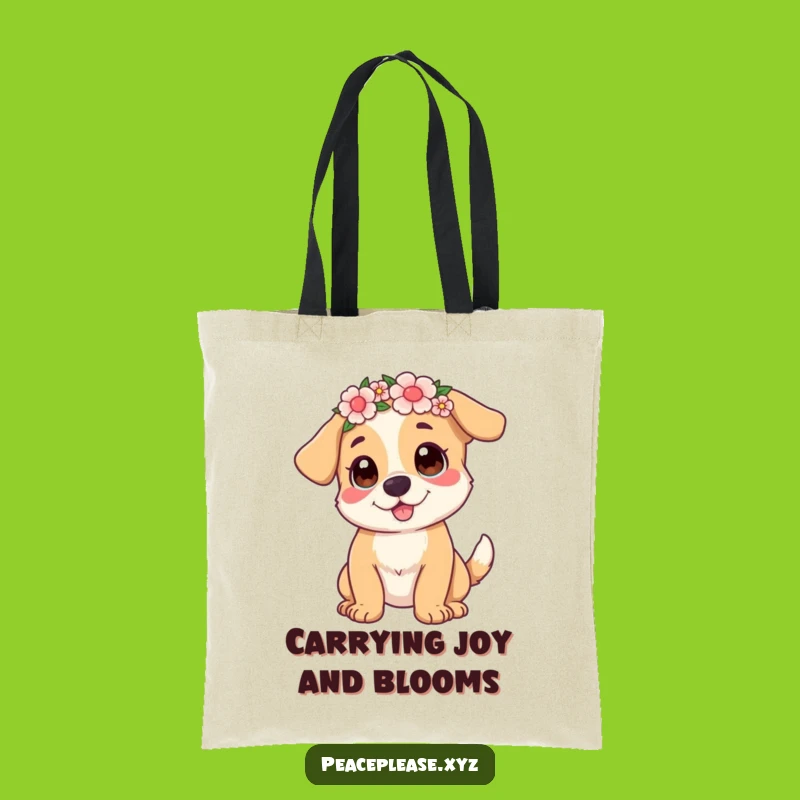 Funny Dog Flower Crown Tote Bag: Happy Pup Accessory, Hilarious Gift