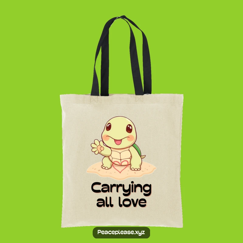 Funny Turtle Heart Beach Tote Bag: Carry Your Essentials with Love