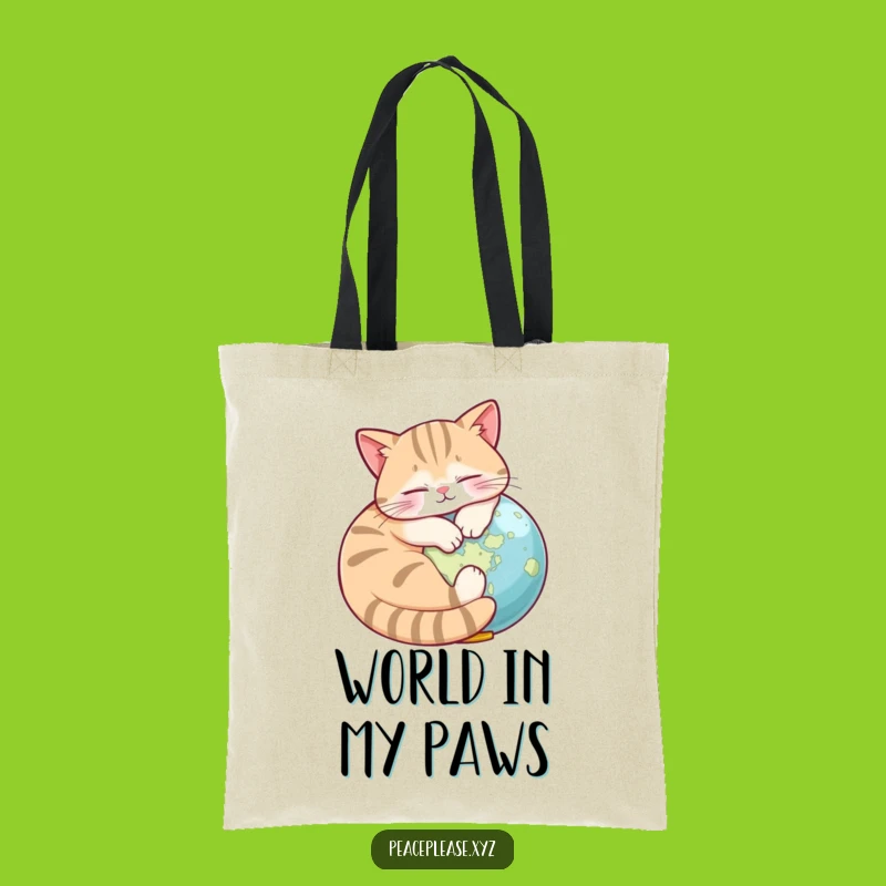 Funny Cat Globe Tote Bag: World Napper, Hilarious Travel Accessory